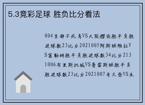 5.3竞彩足球 胜负比分看法